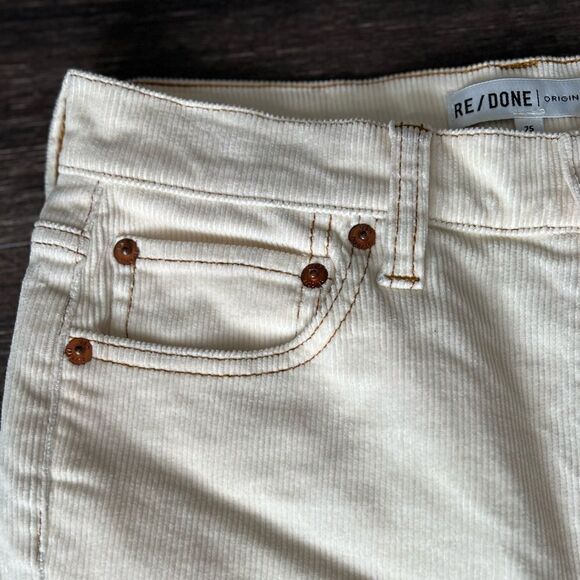 Re/Done Corduroy Stretch High Rise Ankle Crop in Winter White. Size 25. NWT! - Picture 8 of 15